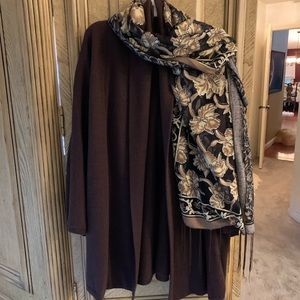 Tweeds open Brown Cardigan tunic length 100% wool